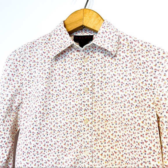 12. RALPH LAUREN Cream Floral Button Up Cotton Blouse - Picture 8 of 11